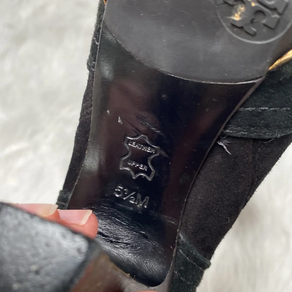 Tory Burch Elegant Black and Gold Women's Ankle Boots